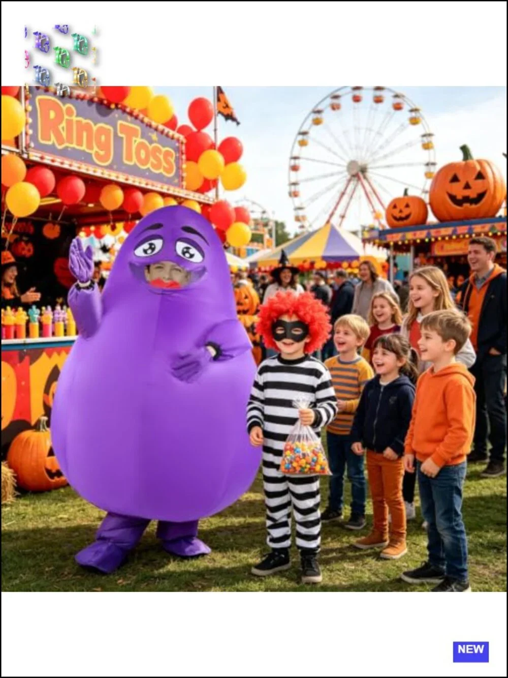 Inflatable Hamburger Kids Costume Halloween Blow Up Party Suit with Fan